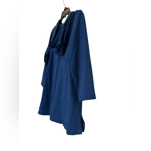 Women’s J. Jill French Terry Embroidered Hooded Tunic Blue Top: Size M Petite - Picture 5 of 8